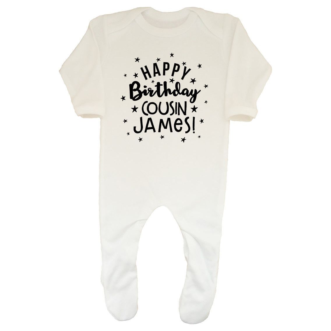 Personalised Happy Birthday Any Relation Baby Sleepsuit