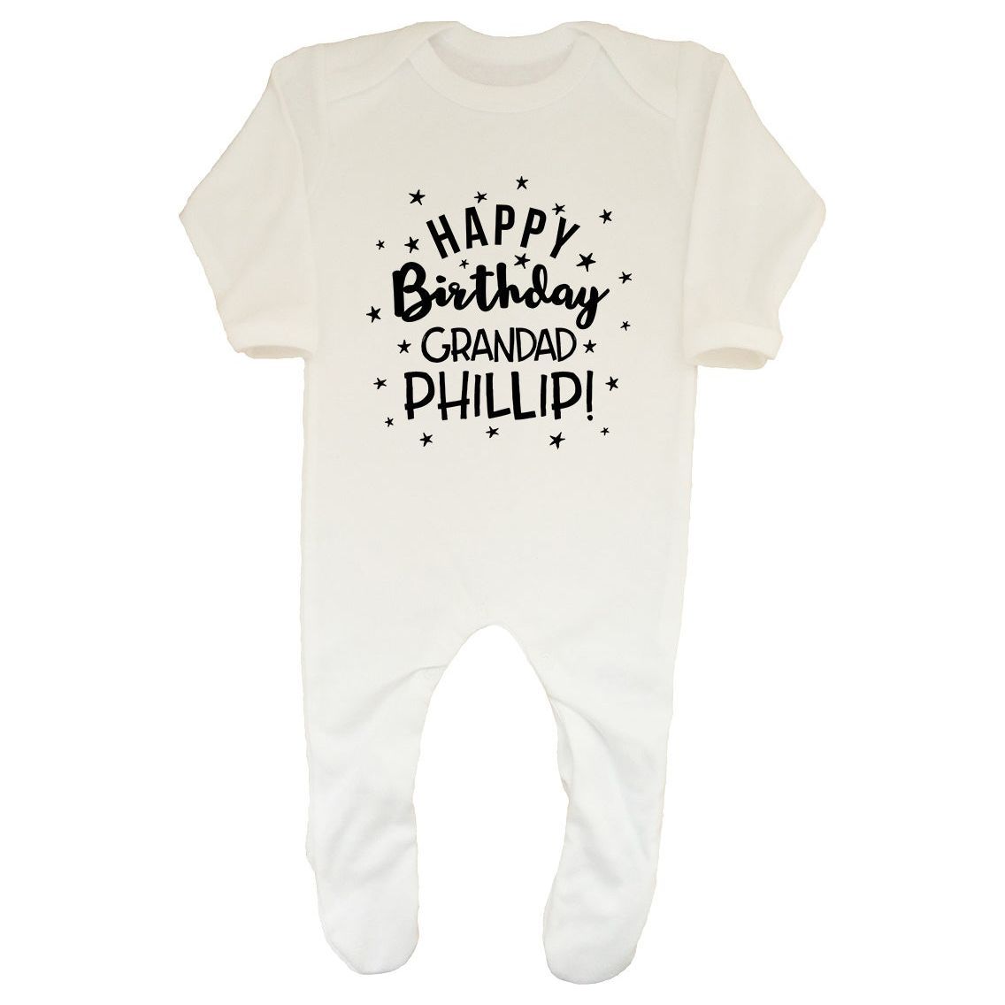 Personalised Happy Birthday Any Relation Baby Sleepsuit