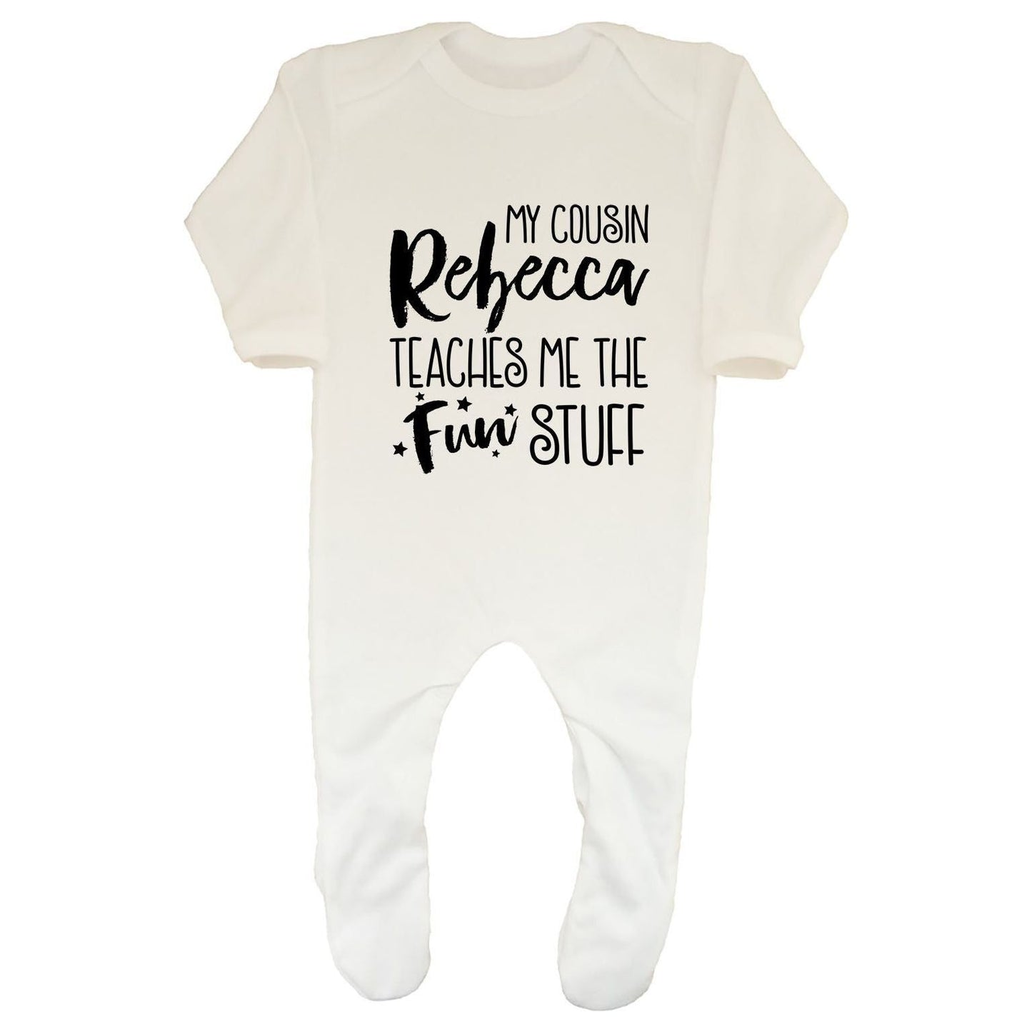 Personalised Family Teaches Me The Fun Stuff Baby Sleepsuit