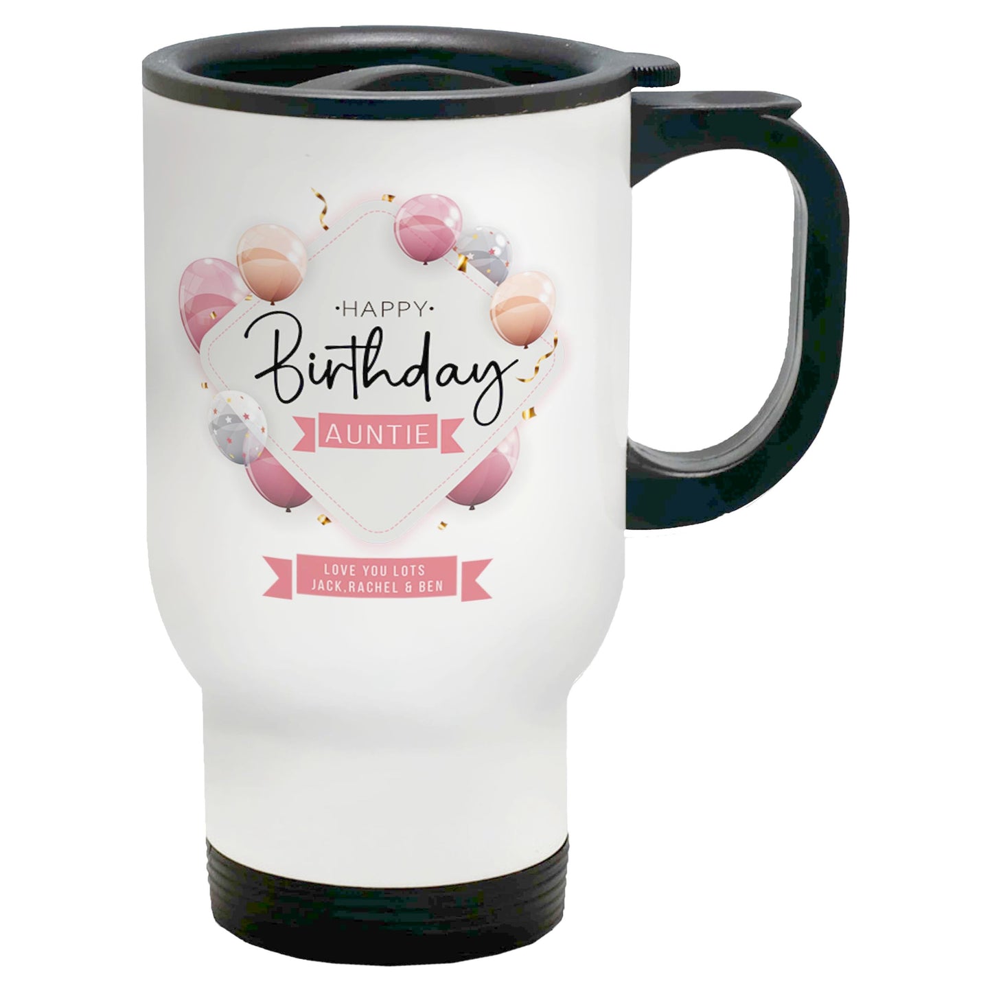 Personalised Happy Birthday Relation Celebration Travel Mug